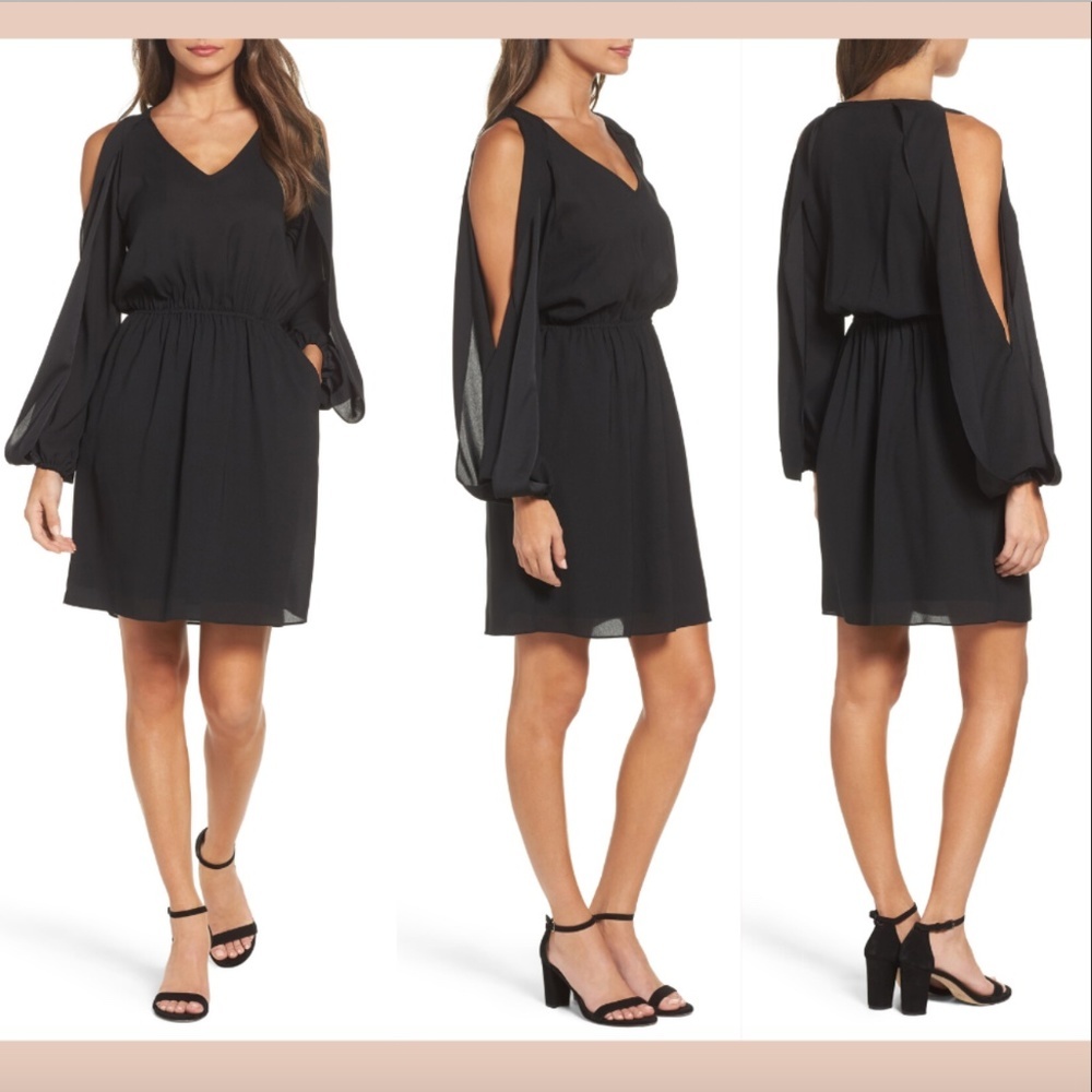 NWT! Kobi Halperin Black‎ Long Sleeve Cold Shoulder Dress [ SZ Small ]
